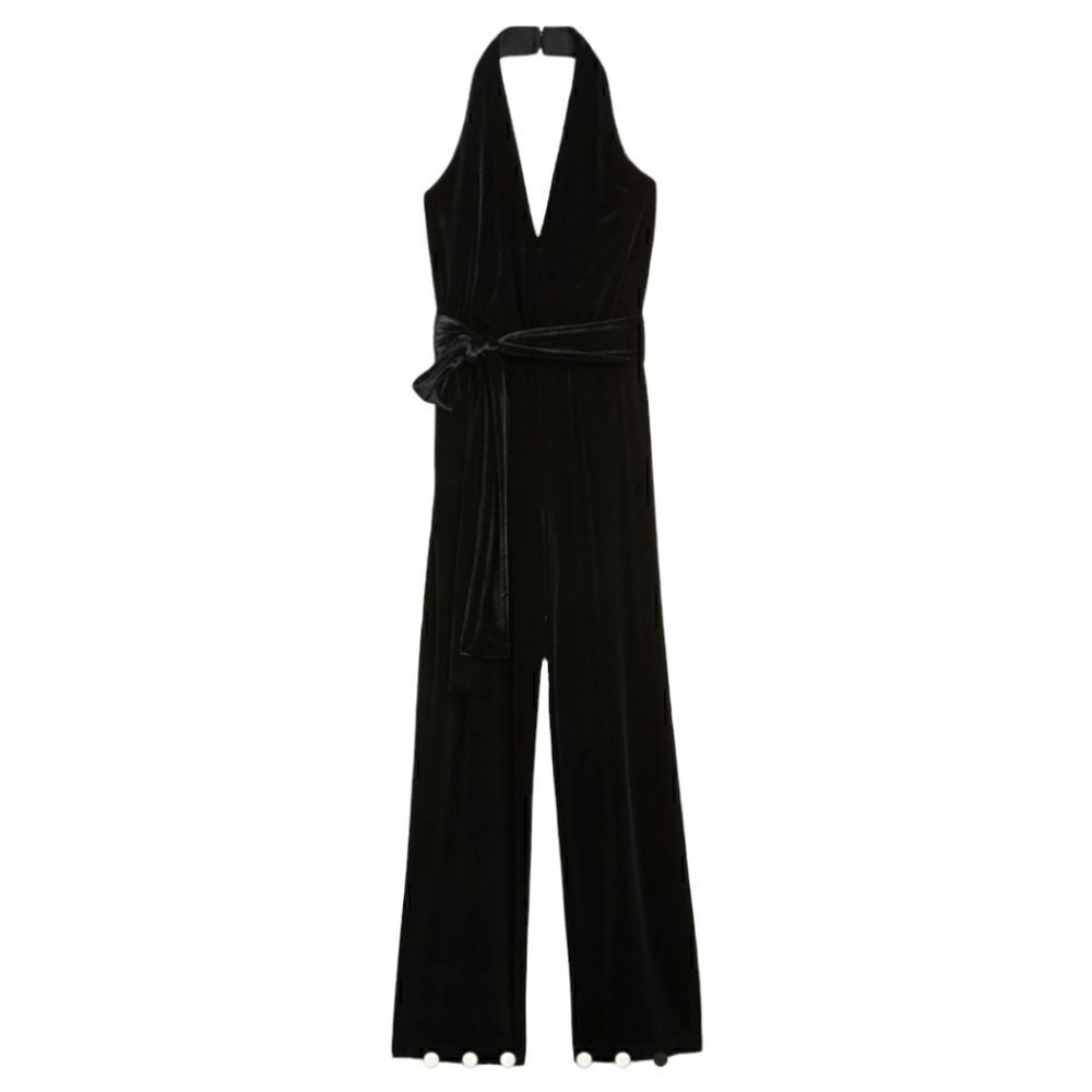 BANANA REPUBLIC Black Velvet Jumpsuit - Size 16